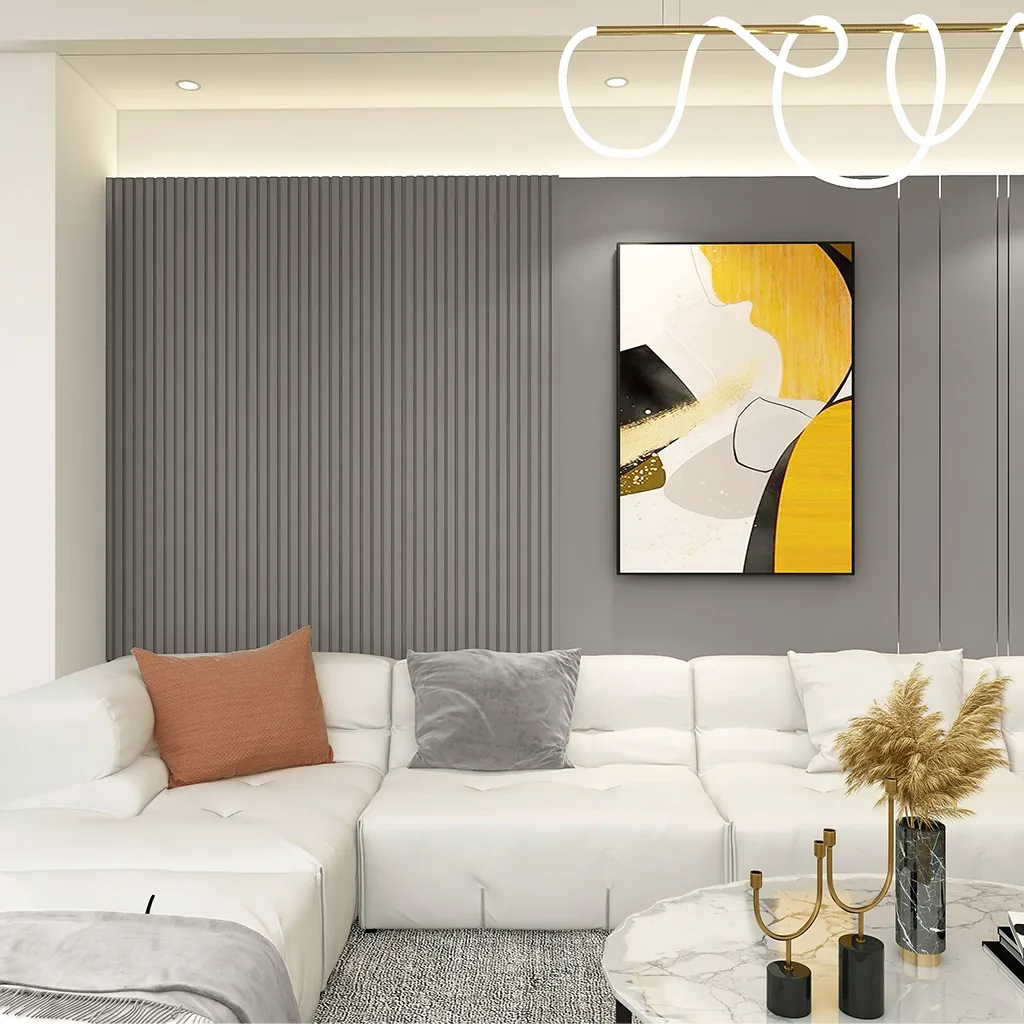 Ambiente — Revestimiento de Pared Interior Gris.